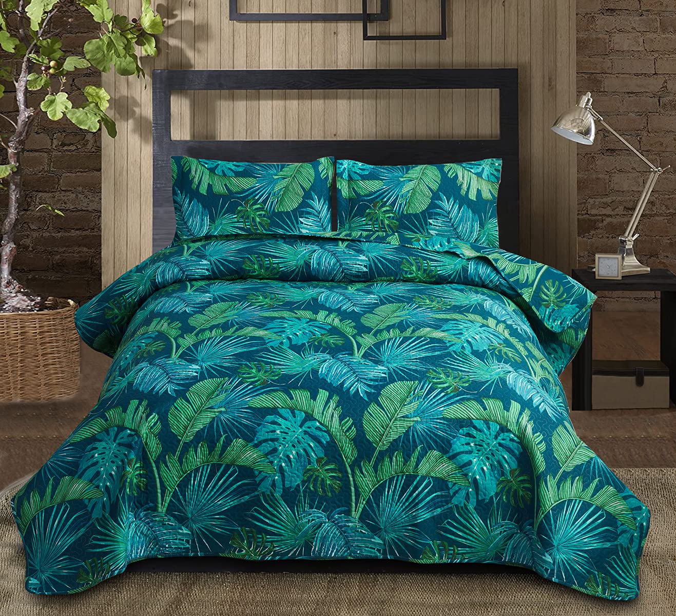 Bedspread Coverlet Set Queen Size Quilts Bedding Leaves Quilts Spring Summer Lightweight Bedding Reversible Quilts Bedspread Hom